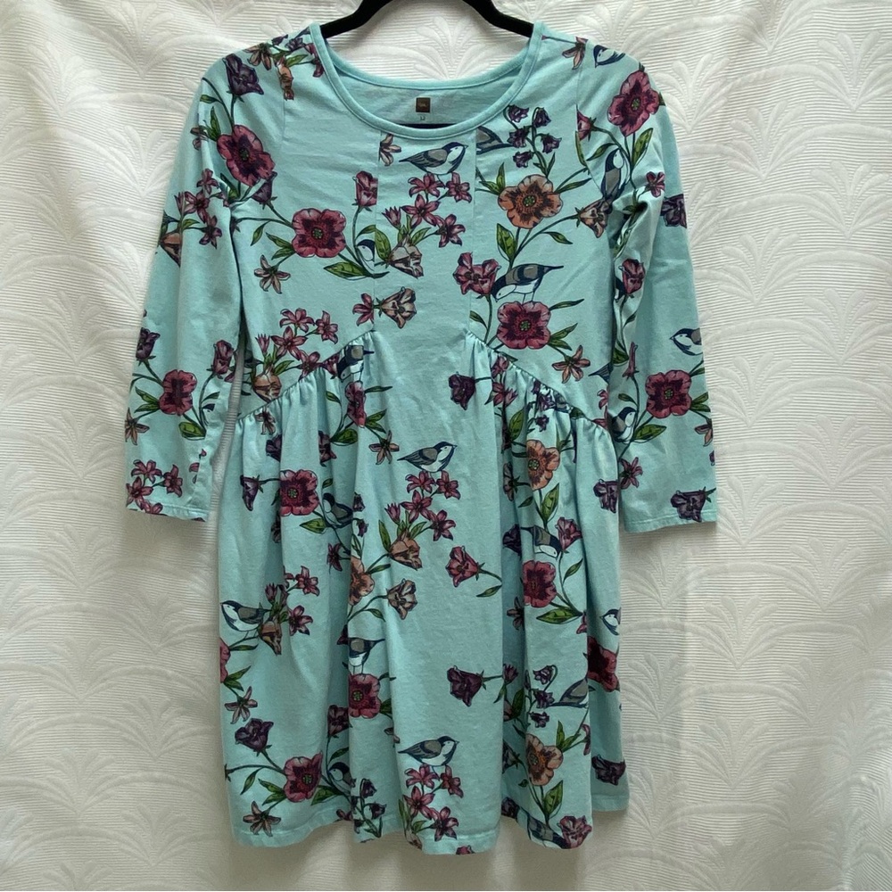 TEA COLLECTION Blue Floral Knit Dress Size Kids 12
